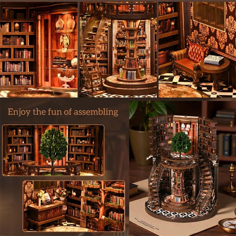3D Wooden Puzzle QmXCyzl DIY Miniature Dollhouse Study Room Model Kit