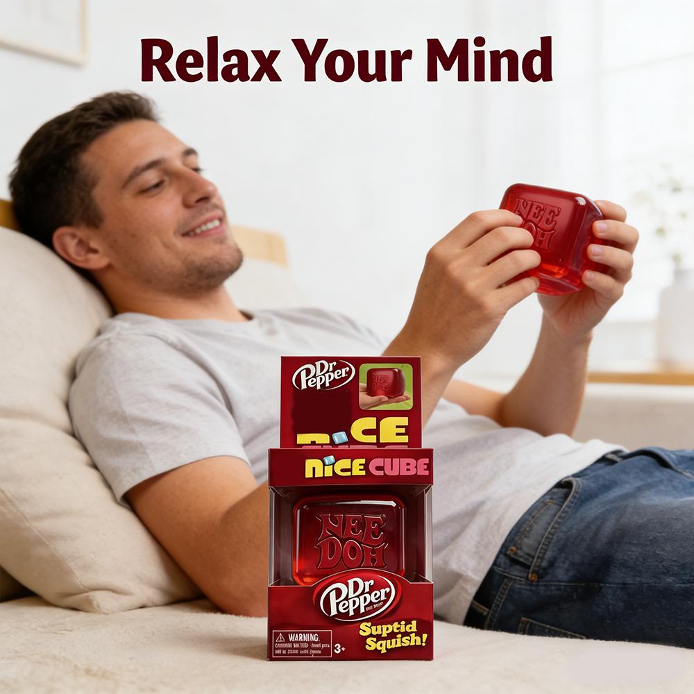 Dr Pepper X Nice Cube Сквиши Игрушка для снятия стресса Мягкий кубик-фиджет для сжатия для детей и взрослых Сенсорная игрушка для снятия тревожности