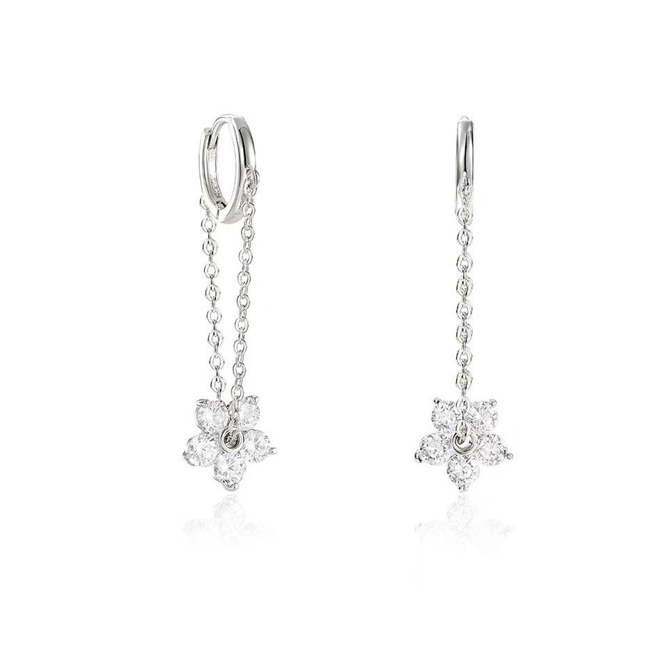 Chain Flower Ear Buckle Women's Small Exquisite Ins Fashion Temperament Small Fresh Earrings