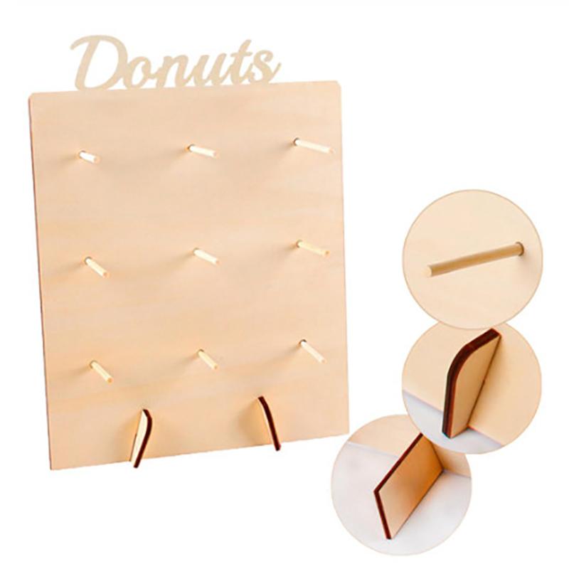 Wooden Donuts Wall Display Stand Holder - Candy Sweets Doughnut Rack For Party