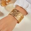 Delicate Pressed Flower Stainless Steel Bracelet for Women Vintage Bow Heart Pattern Dot Bangle Friendship Jewelry Gifts