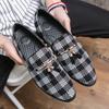Мужские повседневные кожаные туфли с кисточками в клетку - Корейский стиль, Дышащие, Заостренный дизайн для весны и осени 2022