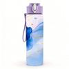1PC Soft Blue Orchid Flower Translucent Petal Art 750ml Color Plastic Sports Water Bottle Leakproof Flip Straw Lid Suitable for Sports Office Home Use