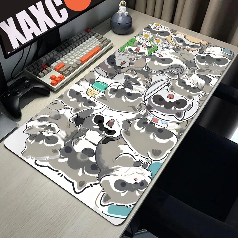 Cute Cartoon Brown Raccoon Mouse Pad Large Computer Office Game Table Mats XXL x Rubber Nonslip Keyboard Mat Long Desk Pads