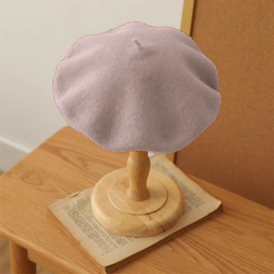 Women Beret Vintage Solid Color Painter Hat Wool Blend French Style Artist Cap Lightweight Headwear for Party Outdoor