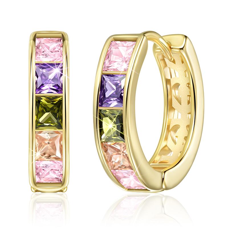 Huitan Dainty Hoop Earrings Hollow Style Gold Color Ear Accessories Stylish Delicate Bright Zirconia Party Jewelry for Women Hot