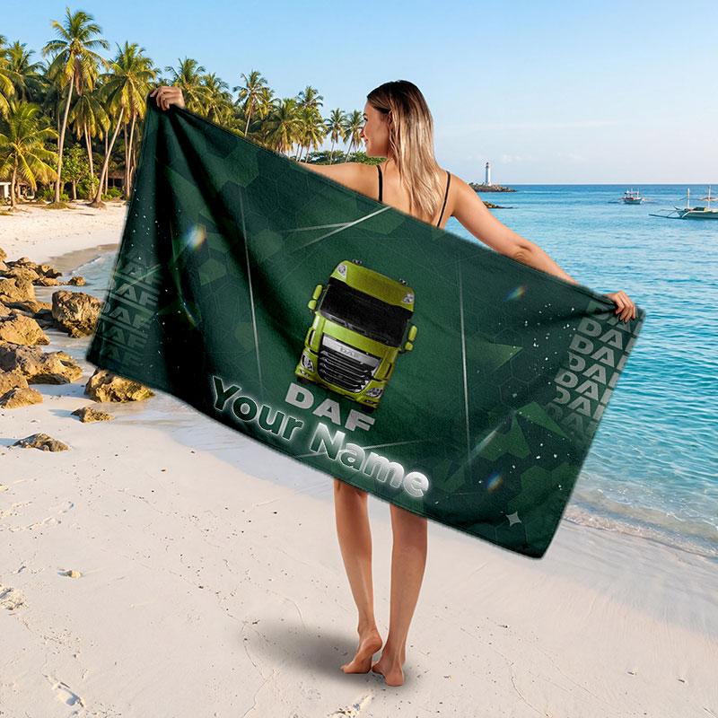 DAF Customized Name Text Beach Towel, Soft Absorbent Towel Beach Pool Travel Personal Gift