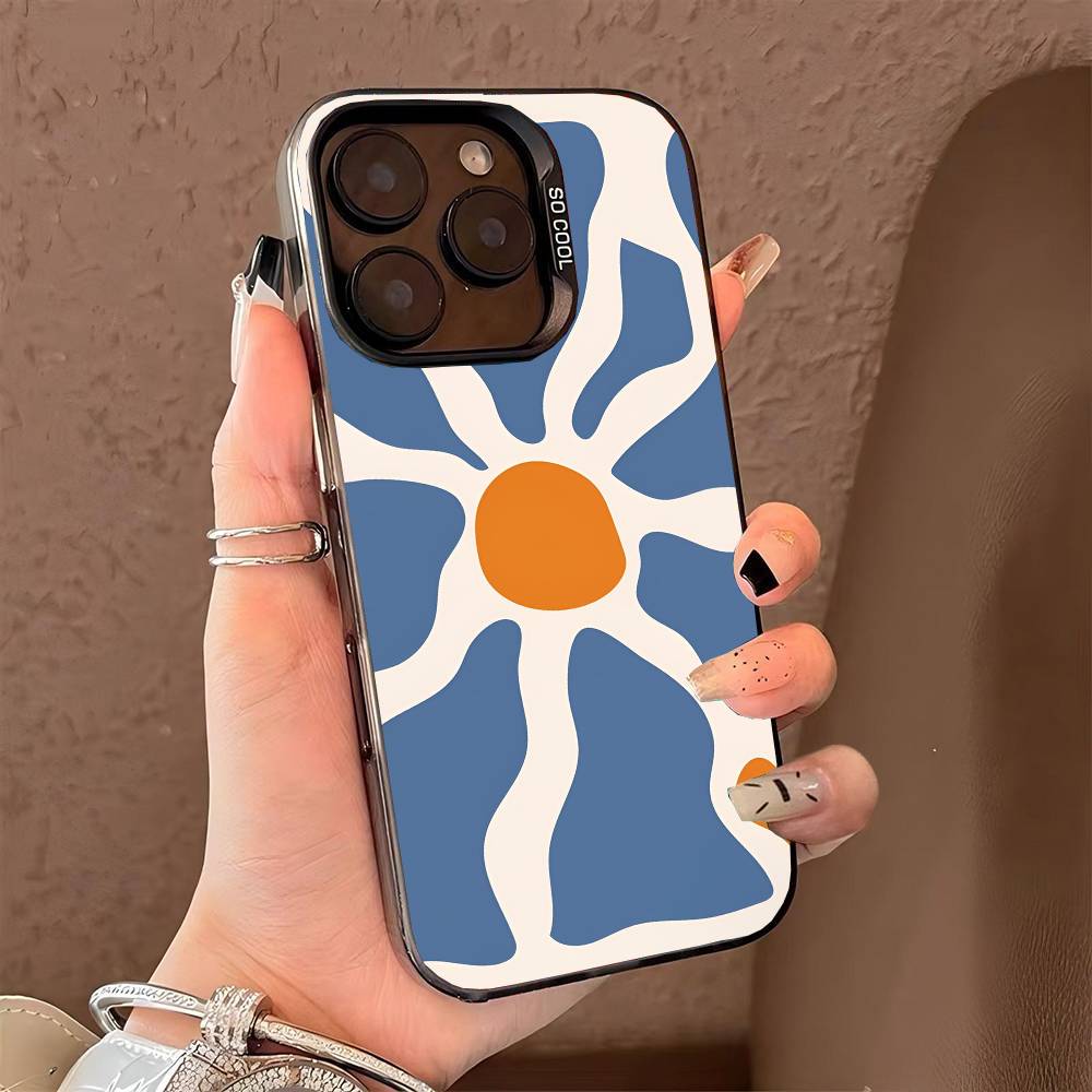 Ретро Чехол с ромашками и цветами Летний Модный для iPhone 17 17Air 16 15 14 13 12 11 Pro Max Plus Цветной Серебристый