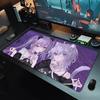 Large Gaming Mouse PadAntislip Rubber Base Stitched Edges Purple Hair Demon Anime Girl Art Print Extended Office Gamer Mat