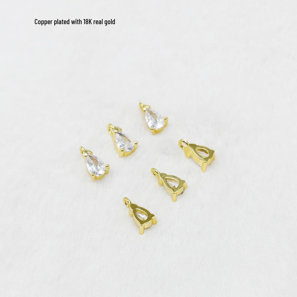 Мини кулон-капля из циркония с медным покрытием 18K золотом Ожерелье/Серьги/Браслет DIY Аксессуары