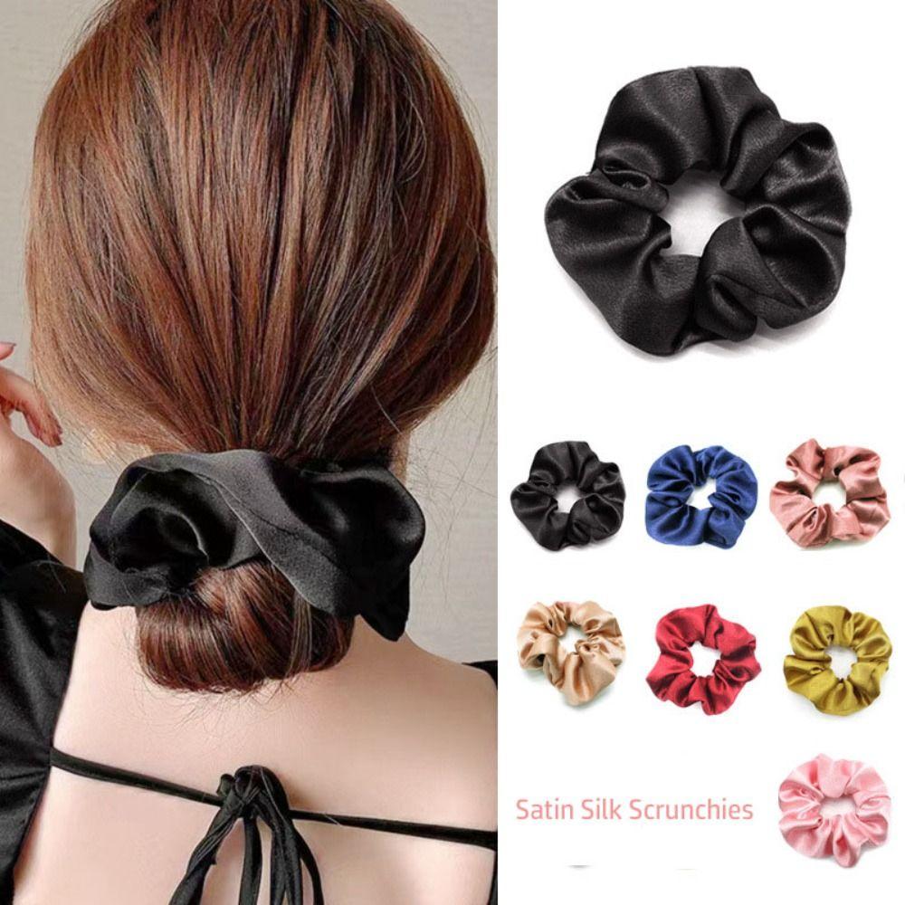 Сплошные цветные резинки для волос, имитация шелковых эластичных резинок для волос, мягкое кольцо для волос для девочек