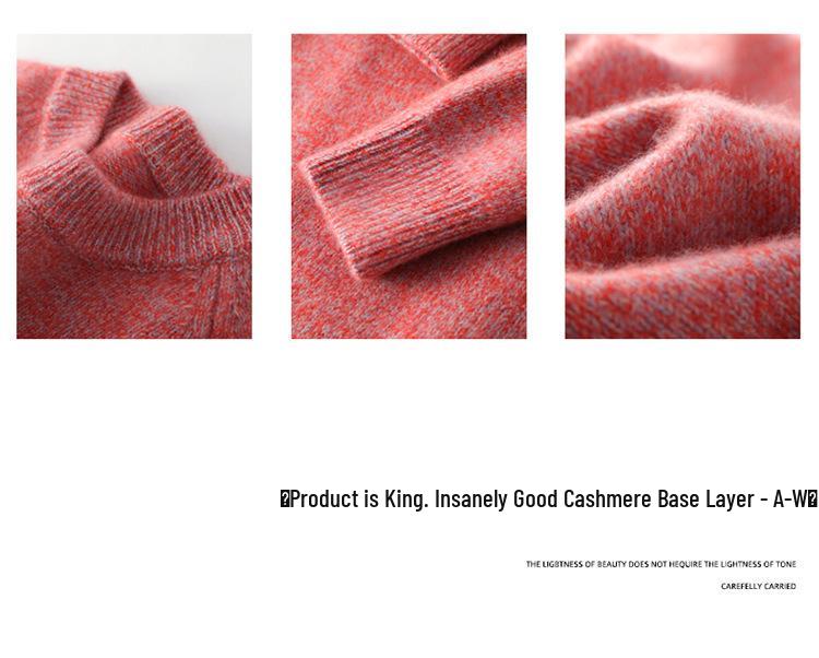 Women's 3-Strand Marled Cashmere Pullover - High-End, Stylish, Round Neck Sweater