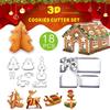 18PCS/Set Kitchen Bakeware Moulds Cute Cookies Mold Tool House Cookie Cutters Stainless Steel Christmas Biscuit Mold
