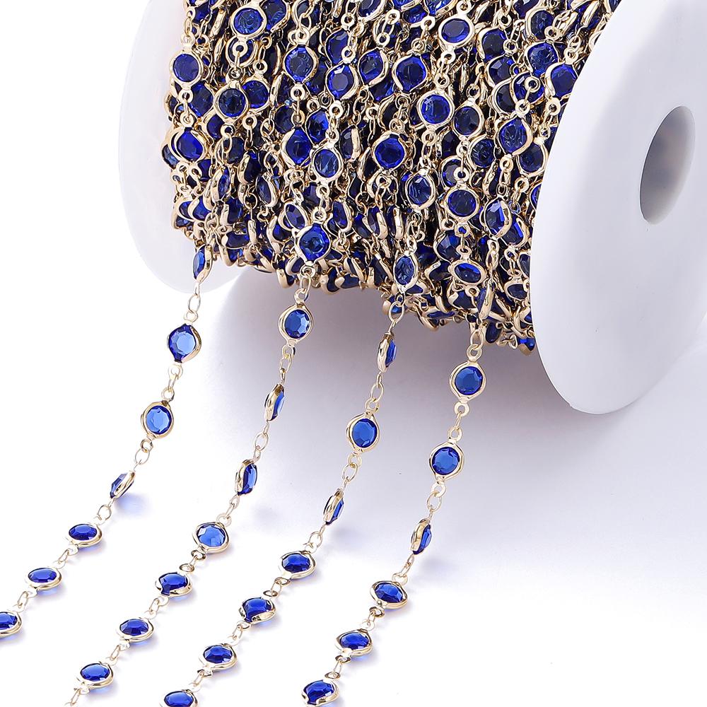 1Meter Colorful Glass Crystal Beads Chain Copper Chains for Necklace Bracelet Jewelry Making DIY Components Accessories