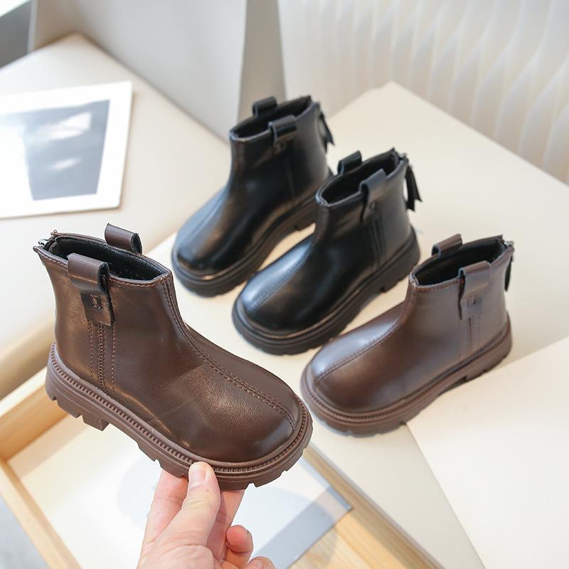 Новые весенние кожаные ботинки для детей, модные короткие ботинки