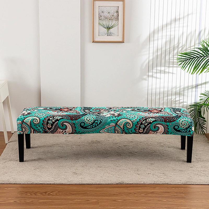1 шт. Длинный чехол для табурета Нескользящий чехол для длинной скамьи Пылезащитный протектор для скамьи Чехол-накидка Цветочный принт Полная обертка Эластичный чехол-накидка