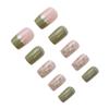 Press On Nail Full Cover Wearable Medium Long Green Camellia Artificial Nails Fake Nails False Nail