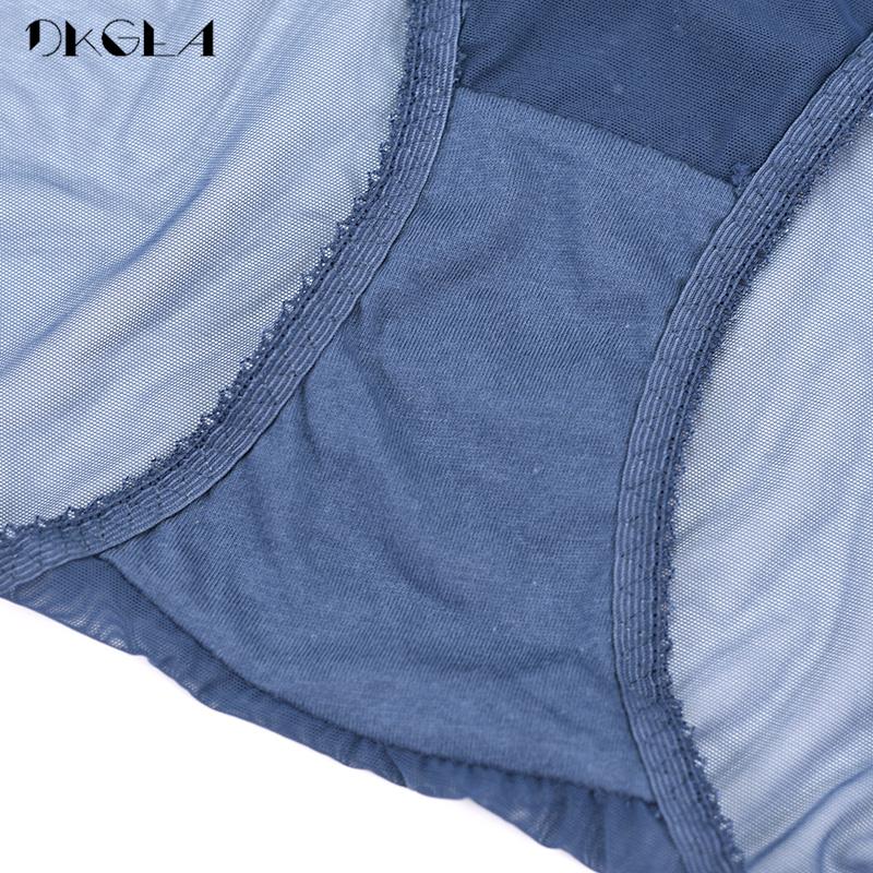 DKGEA Blue Panties Intimates Transparent Lace Briefs Plus Size