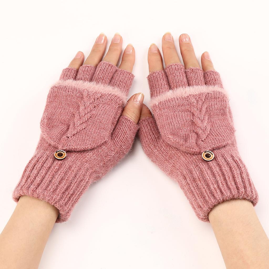 New Short Woolen Fingerless Gloves with Flip-top Fringes for Autumn and Winter Warm and Fashionable Knitted Half Finger Sleeves for Women