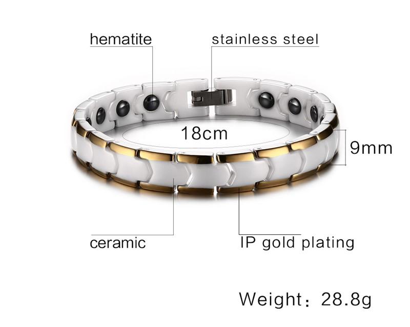 Ikuinen черный керамический браслет на руку, мужской браслет с целебной энергией, магнитные гематитовые керамические браслеты, браслеты для мужчин и женщин