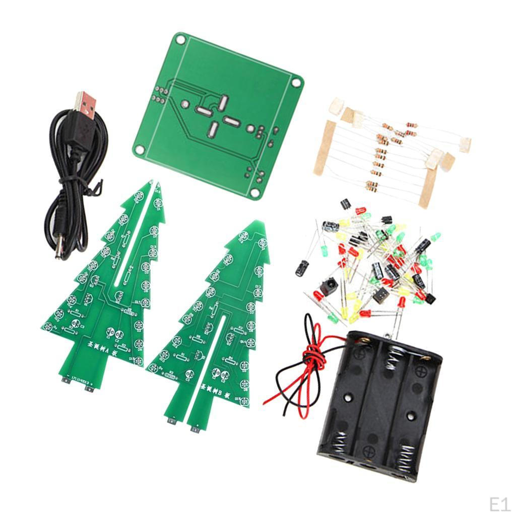 3D Tree DIY Kits Colorful 7 Color Light Flash LED Circuit Christmas Trees