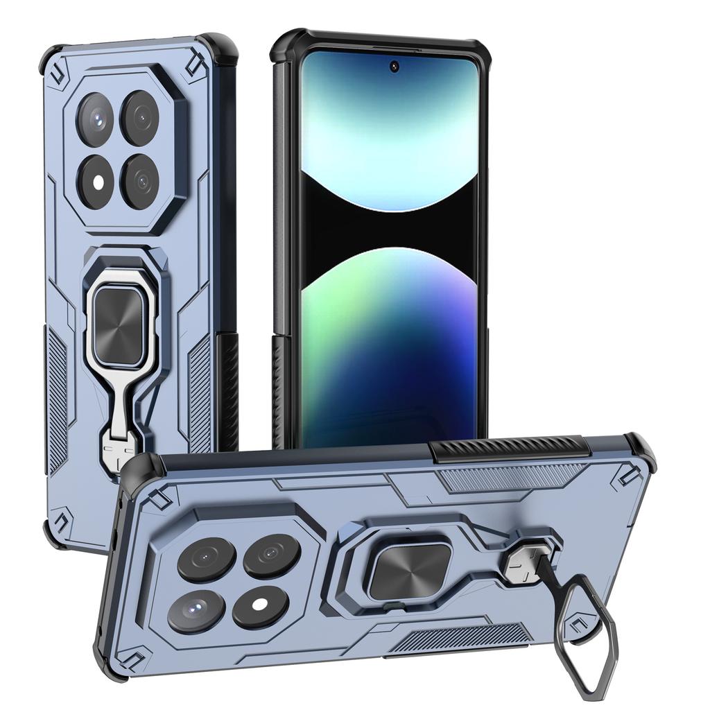 For Xiaomi Redmi Note 14 Pro+ 5G Case Rotatable Ring Kickstand PC+TPU Shockproof Phone Cover