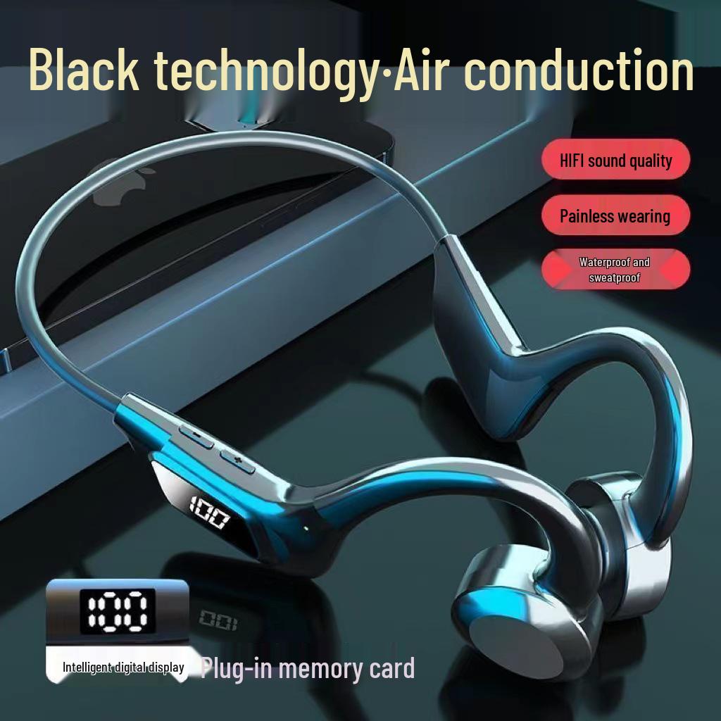 Самые продаваемые спортивные Bluetooth-наушники с костной проводимостью, заушинами, воздушной проводимостью, глубокими басами, цифровым дисплеем и слотом для карты памяти MP3