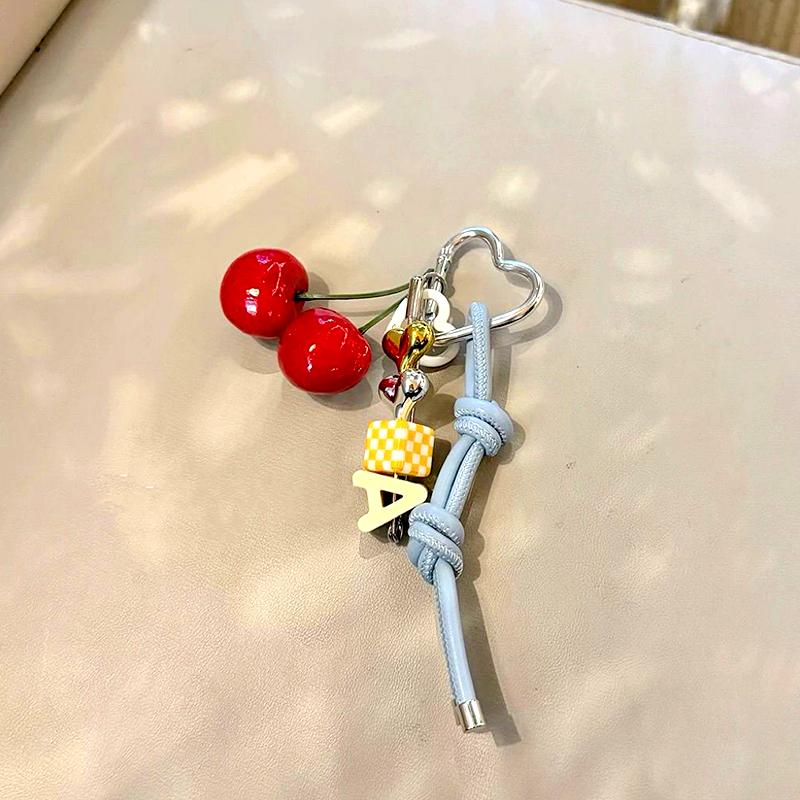 1 шт., кожаный ремешок для мобильного телефона, брелок в виде вишни, булавка, брелок для автомобиля, кулон 3D, корейская серия, вишневое сердце, цвет, столкновение INS