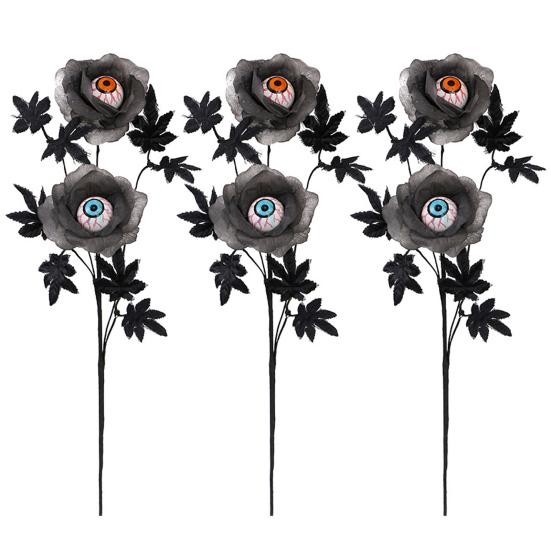 1/2/3 шт. Хэллоуин Искусственный Цветок Глазного Яблока с Черными Кленовыми Листьями Жуткий Готический Поддельный Шелковый Цветок Домашнее Украшение для Стола Искусственная Роза