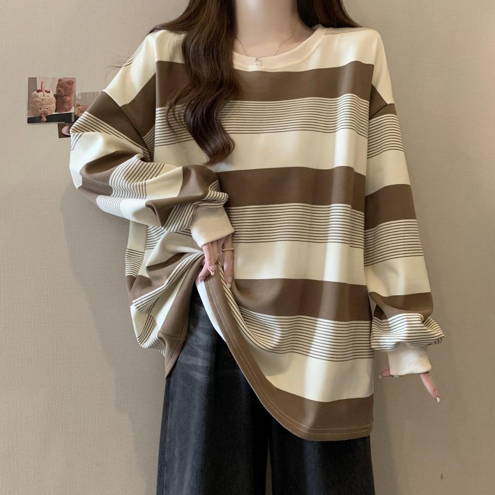 Полосатый тонкий толстовка с капюшоном свободный топ