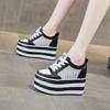 12cm New Air Mesh Leather Genuine Platform Wedge Flats Summer Spring Boot Ankle Women High Brand White High Heels Shoes