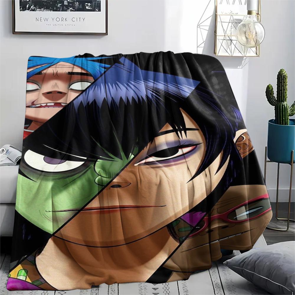 1PC Gorillaz Print Flannel Blanket, High quality Comfortable for All Seasons, Home Decor, Warmth and Comfort, Perfect for Christmas Gifts