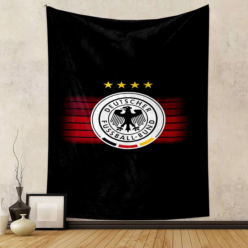 German Football Emblem with Four Stars Patterned Tapestry Decorative Wall Hanging, Home Bedroom Living Room Decor