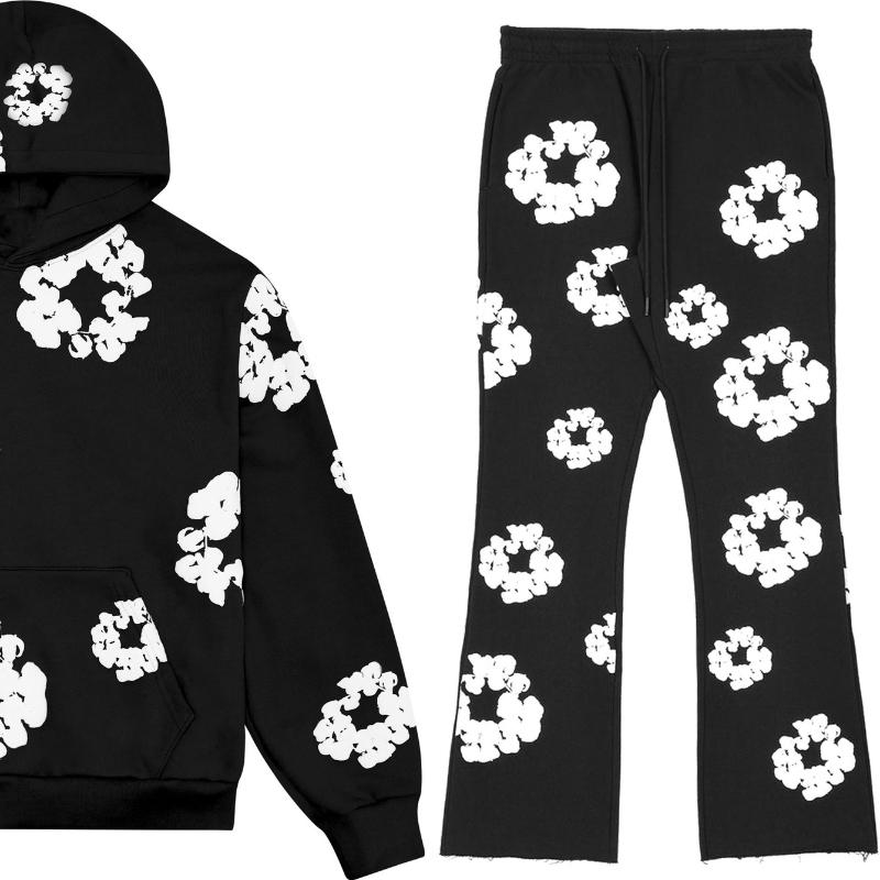 European and American High Street Foam Kapok Flower Printed Casual Fashion Micro Horn Pants