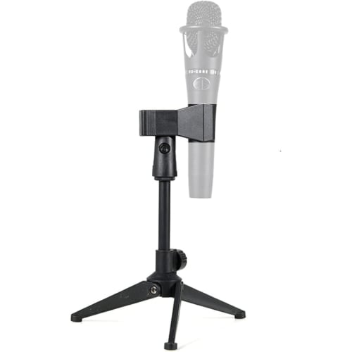 Fujirec Lightweight Desktop Microphone Stand with Adjustable Length and Angle, Tripod and Microphone Holder Included, Compatible with Lightweight Dyna