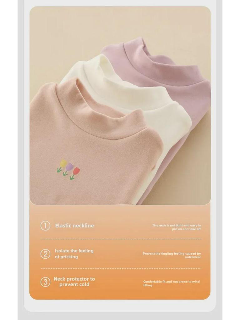 Girls' Thermal Turtleneck Fleece Shirt for Autumn & Winter - New Design