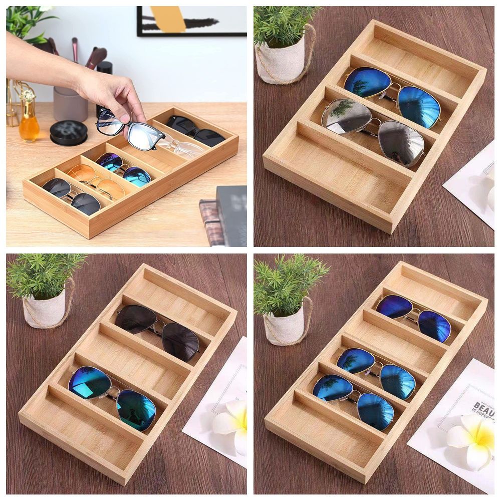 4/5/6 Slot Wooden Glasses Case Glasswear Box Jewelry Display Box Portable Sunglasses Box  Hanging