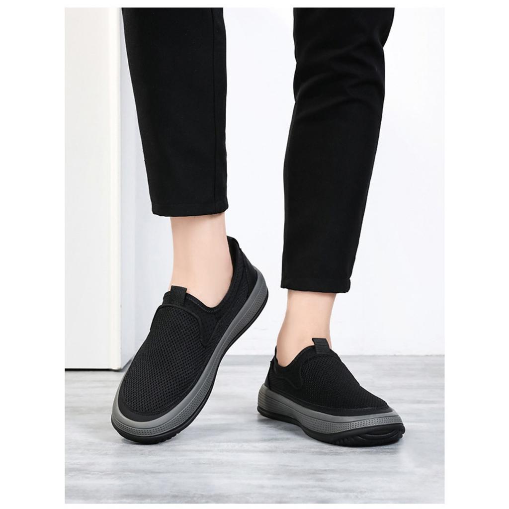 Мужская обувь, сетчатая обувь, однотонные универсальные туфли, дышащая мягкая подошва, легкая повседневная обувь для мужчин