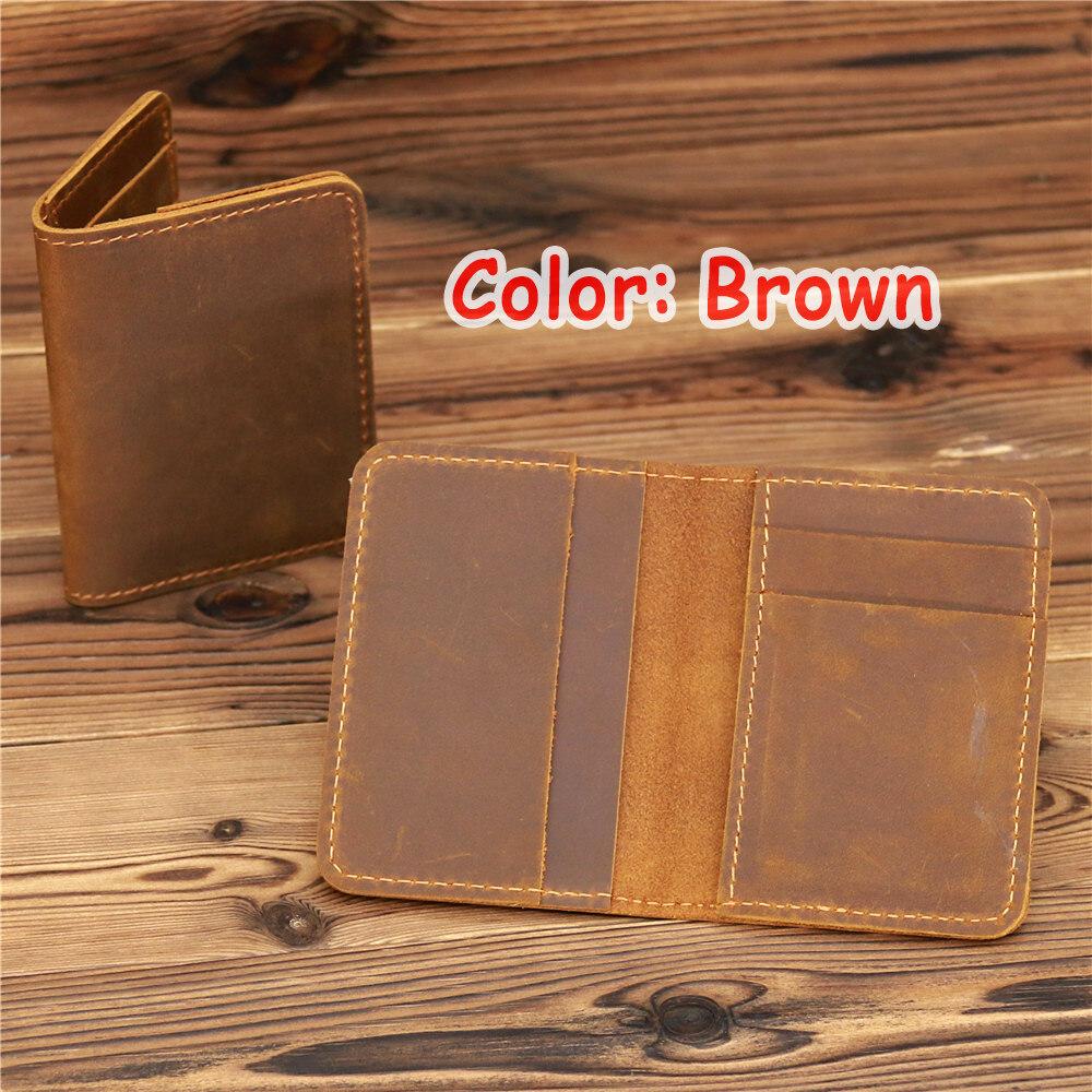 Высококачественный винтажный кожаный держатель для кредитных карт ручной работы Crazy Horse, повседневный тонкий мужской кошелек для удостоверения личности, VIP, маленькие футляры для карт