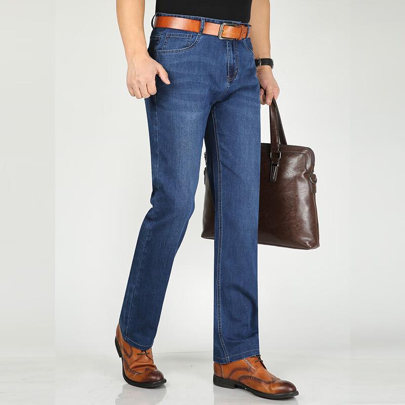ROMON Мужские эластичные прямые джинсы в стиле business casual
