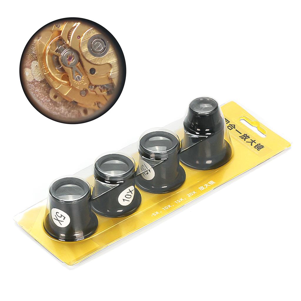 4Pcs Watchmaker Loupe, Jewelers Loupe Portable Eye Loupe Repair, Magnifying for Watch for Watchmaker Eye Loupe