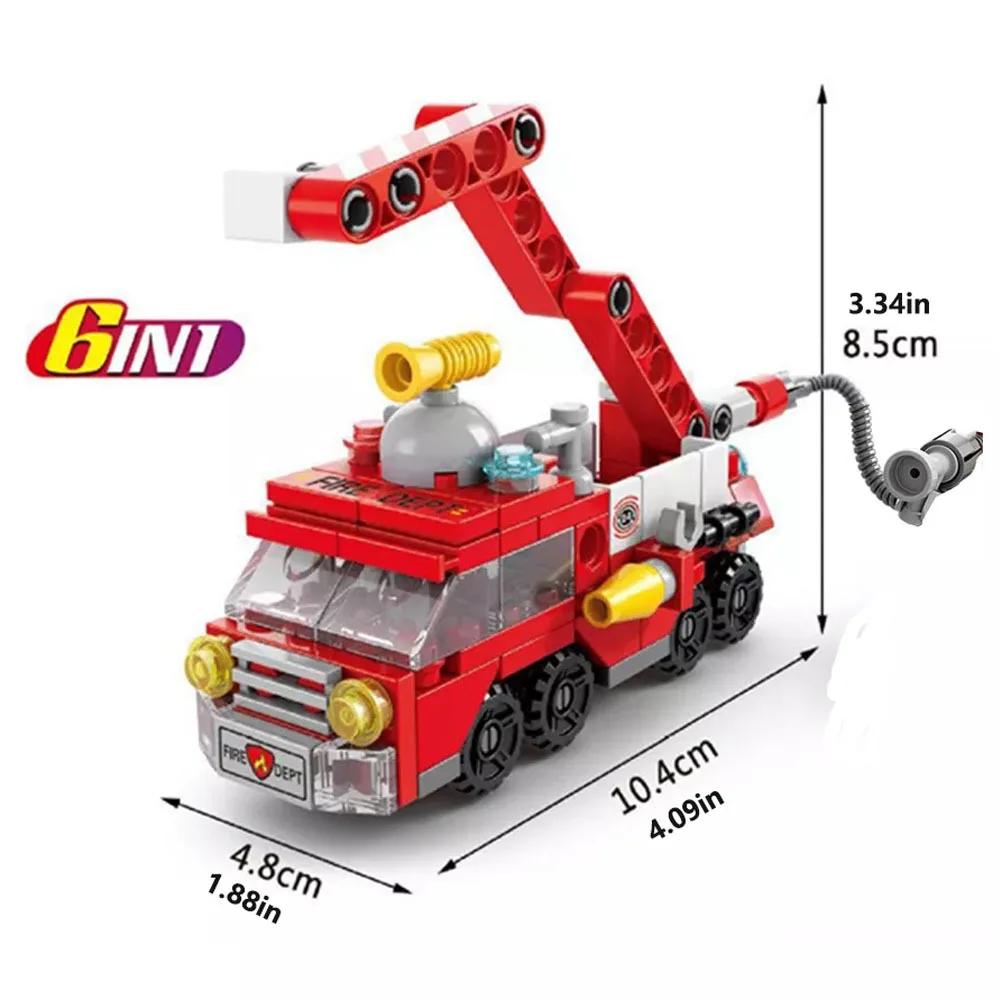 142 шт. Наборы строительных блоков «Городская пожарная машина», «Пожарная бригада», модель автомобиля, игрушка, кирпичики малых размеров, сделай сам, развивающие игрушки для