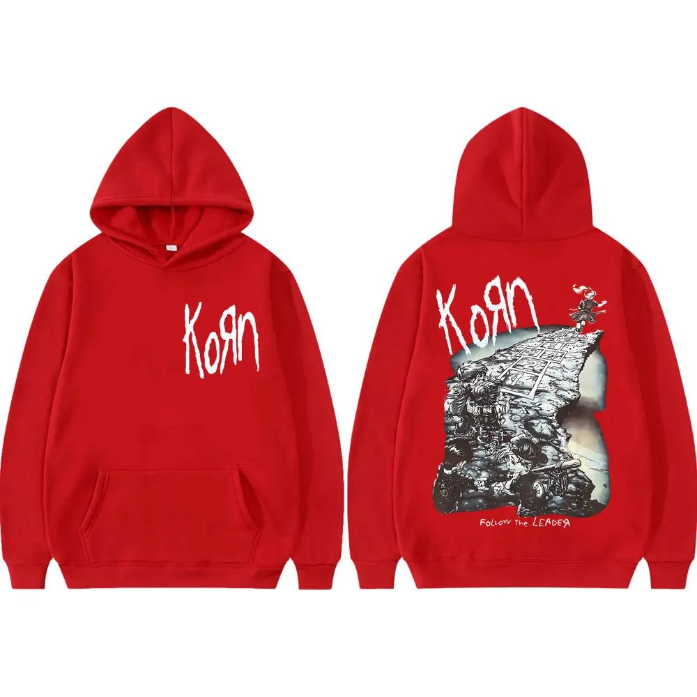 Rock Band Korn Ftl 25 Follow The Leader Merch Hoodies Fashion Vintage Hooded Sweatshirts Men Women Casual Oversized Pullovers