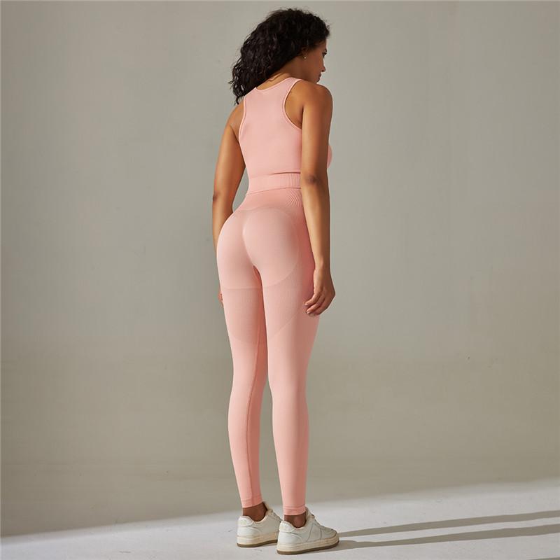 Nessaj Комплекты для йоги, женские спортивные костюмы, леггинсы с высокой талией, спортивный топ без рукавов, комплект для фитнеса, бесшовный спортивный костюм для спортзала