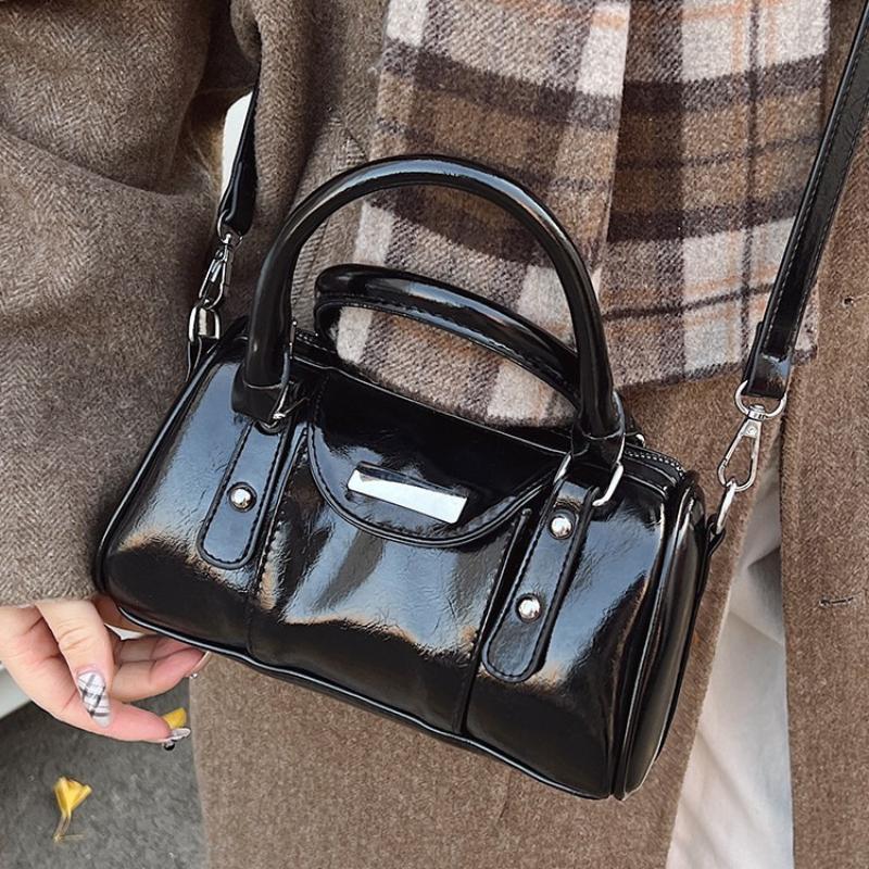 Burgundy Mini Top-handle Bags For Women Bright PU Leather Pure Color Shoulder Crossbody Bags 2026 Latest Luxury Designer Handbag