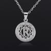 Модное ожерелье с простой круглой буквой R из стерлингового серебра 925 пробы с микро-паве из фианита, кулон, чокер для лучшего друга в подарок