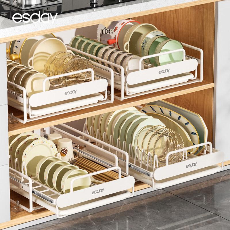 Qiwei Kitchen Cabinet Pull-Out Dish Drainer Rack