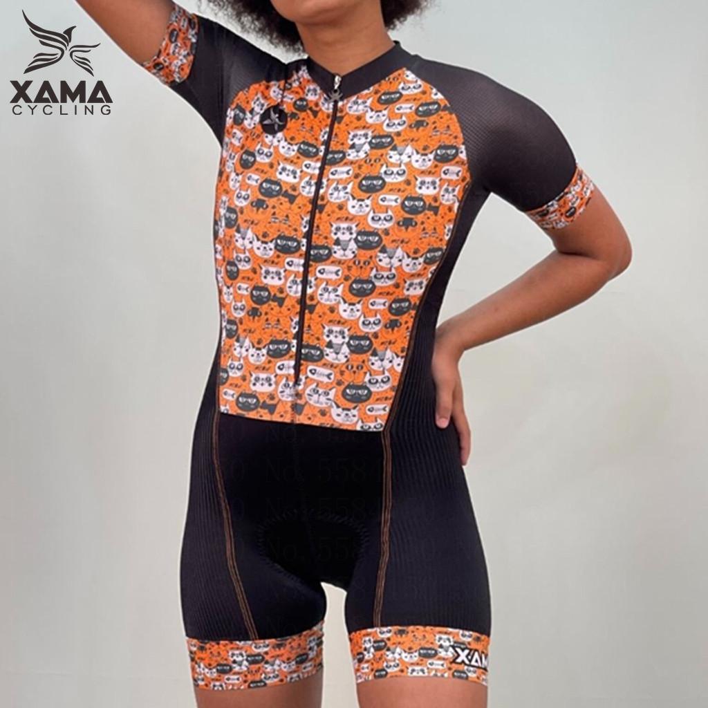 Женский велокомбинезон Xama Cycling Сексуальный леопардовый комбинезон с коротким рукавом Tri Suit Одежда для велогонок Pro Размеры 2XS-4XL