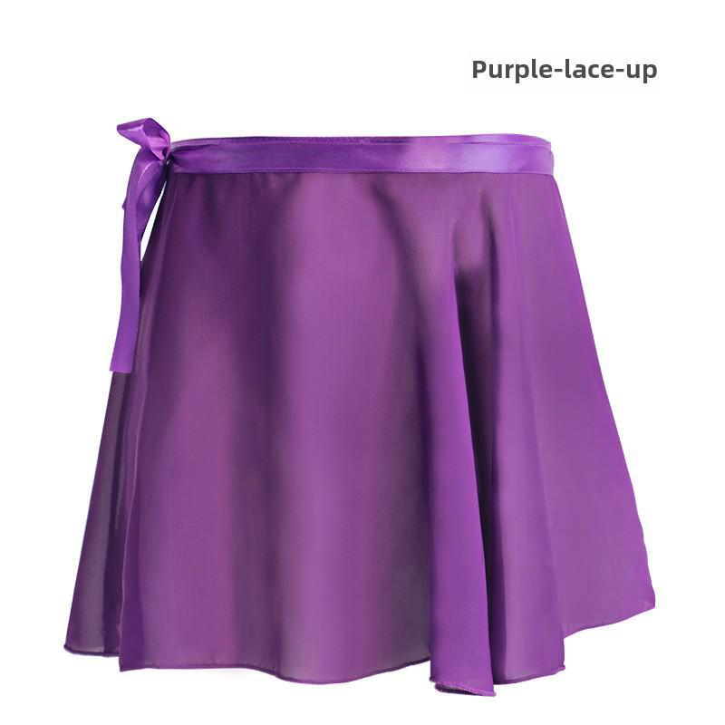 Детская балетная юбка из шифона - полудлинная, цельная, с фартуком на шнуровке