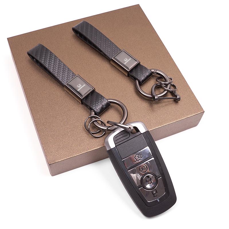 Honda Car Badge Keychain Carbon Fiber Keyring Accessories For Honda Civic FIT Accord Prelude CRV 5th City CRZ CRX Jazz HRV Pilot TO0